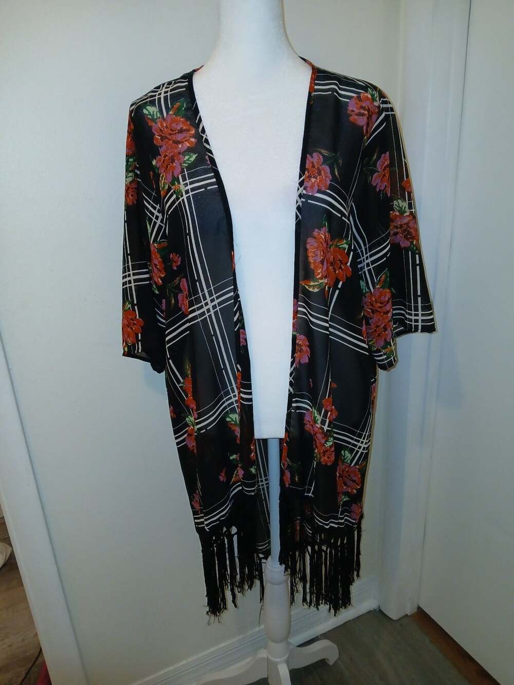 Floral Plaid ,swimwear,  Cover up Cardigan